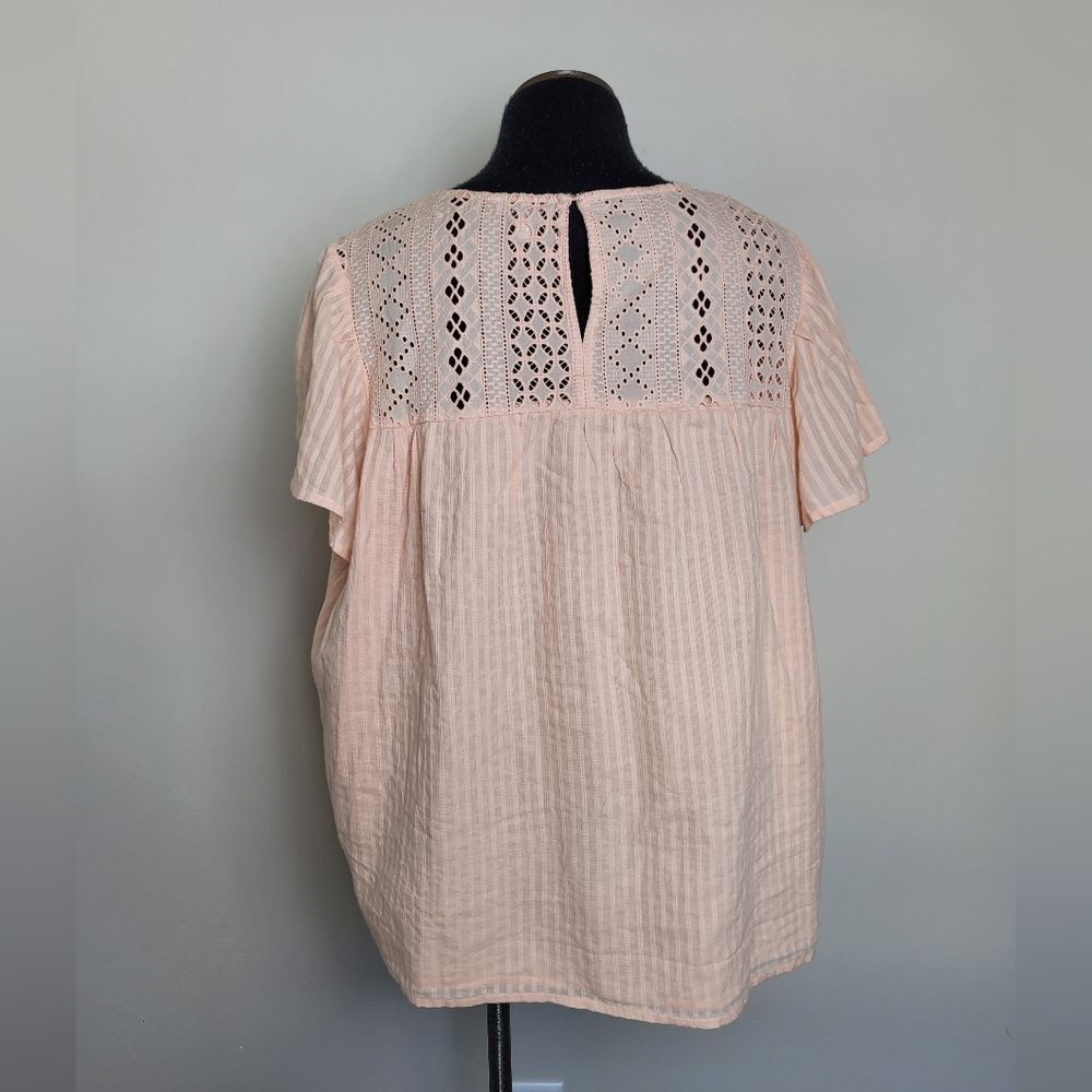 Ella Moss Pink Blouse Top Plus Size XXL Lace Cottagecore Flounce Romantic Girly - Picture 4 of 12
